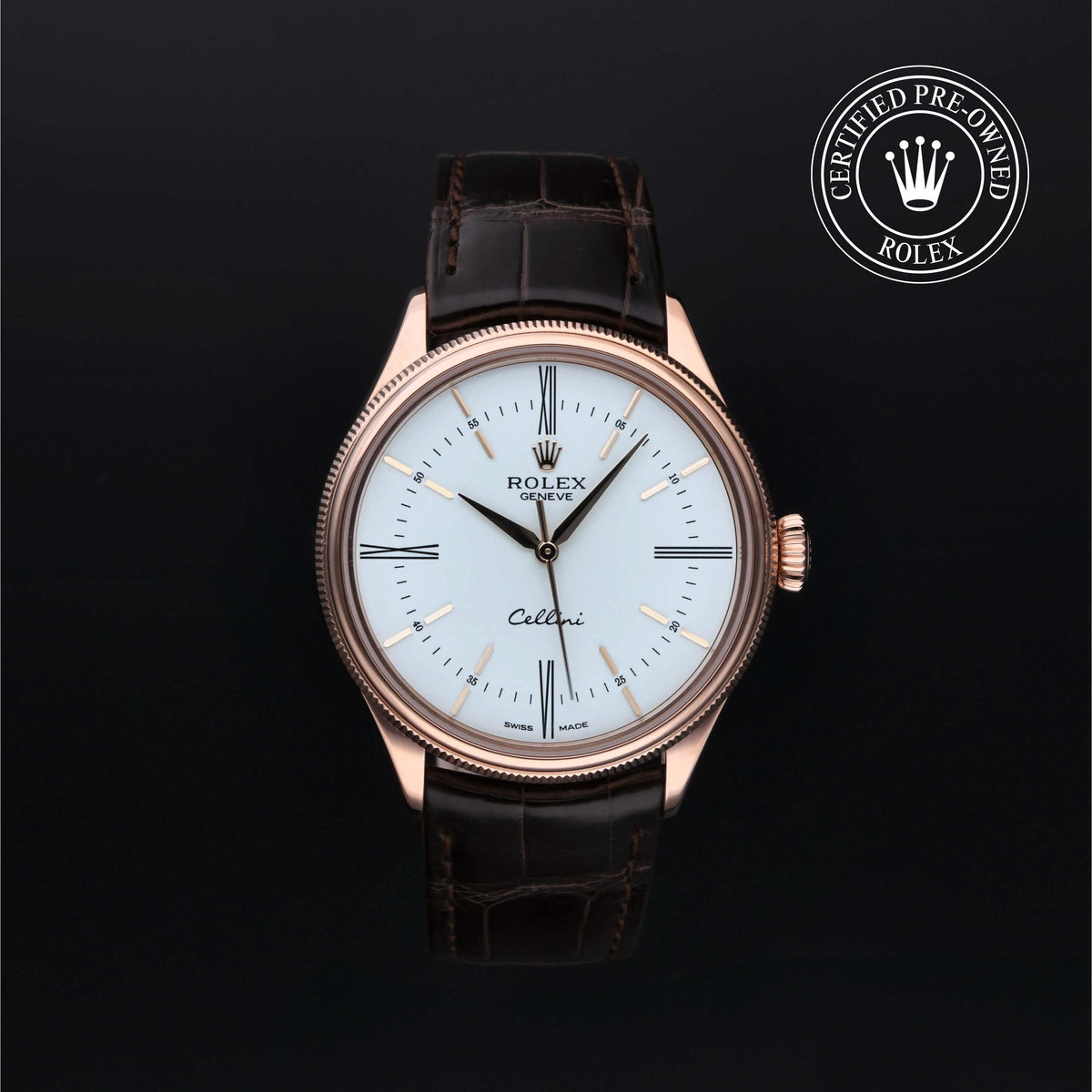 Rolex CPO CELLINI 18KR WHDL BRWN ST