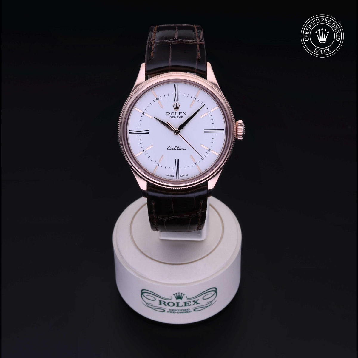 Rolex CPO CELLINI 18KR WHDL BRWN ST