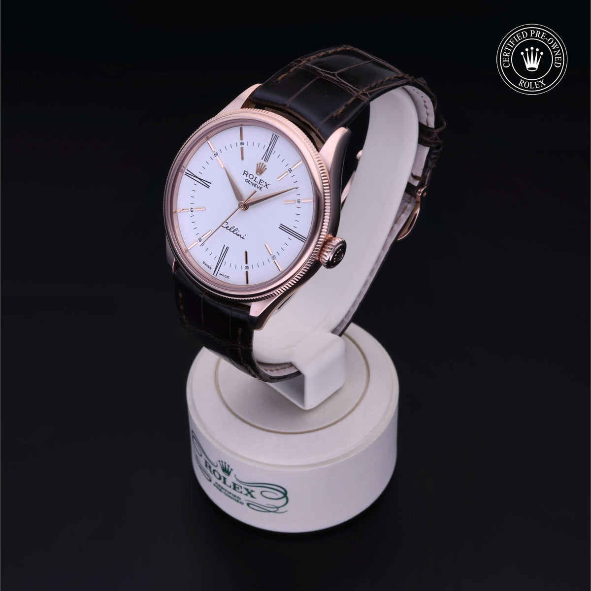 Rolex CPO CELLINI 18KR WHDL BRWN ST