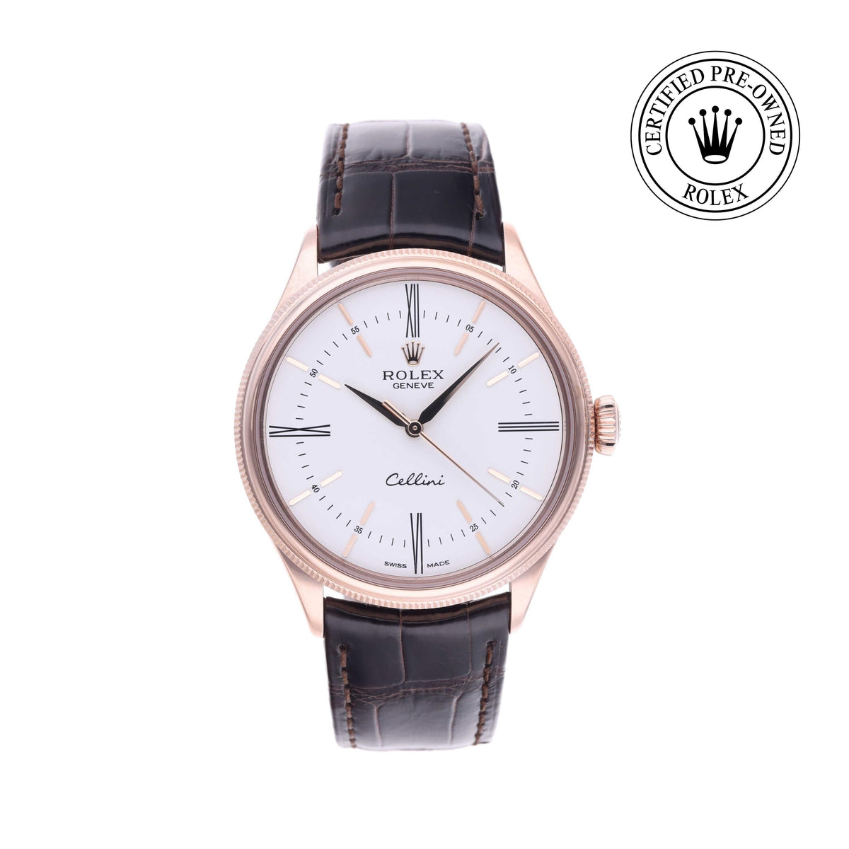 Rolex CPO CELLINI 18KR WHDL BRWN ST