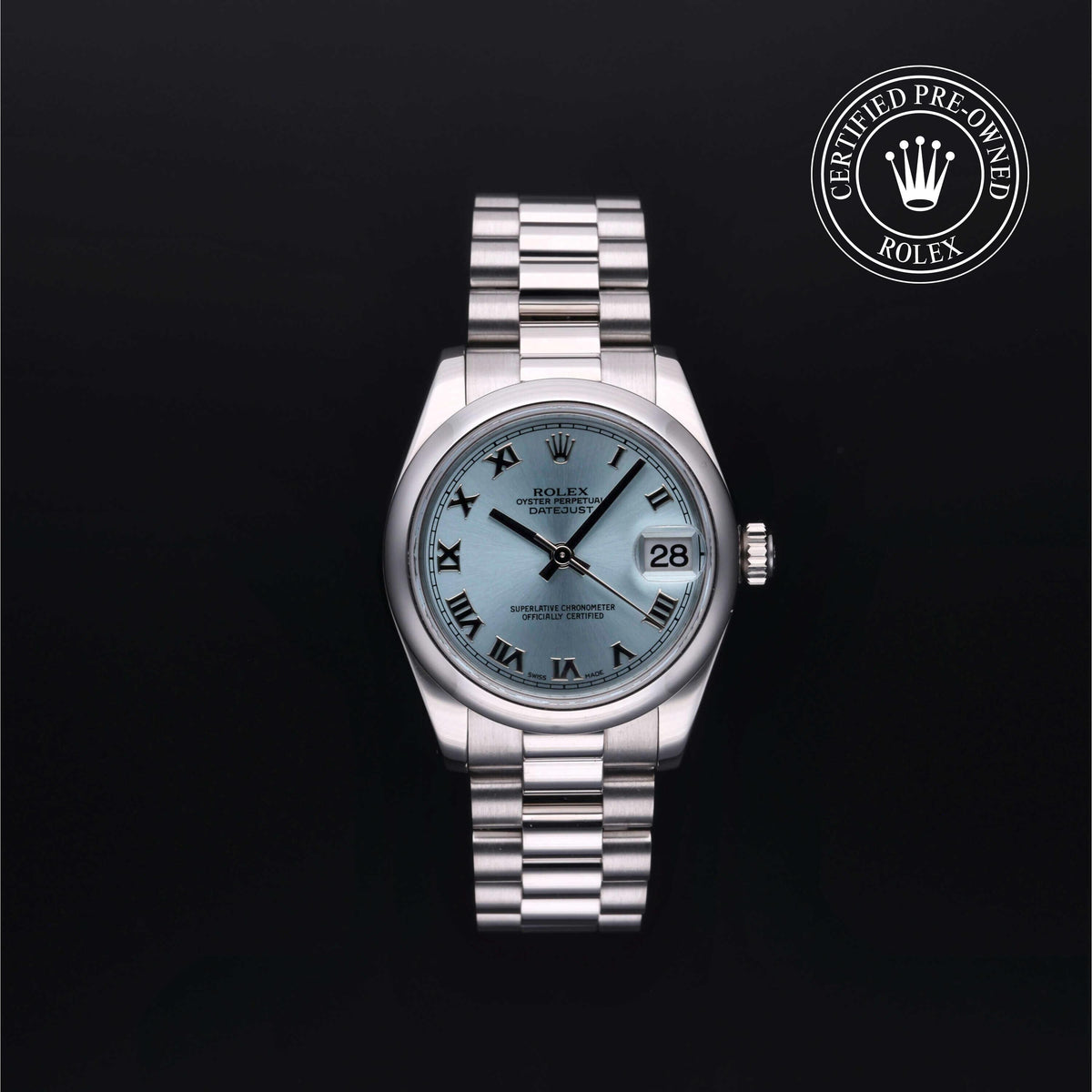 Rolex CPO DJ PLT ICE BLUE DL SMBZ PRES BRAC