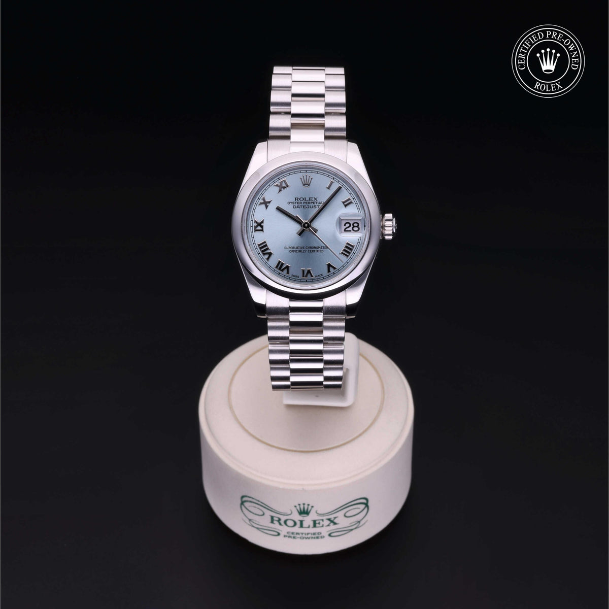 Rolex CPO DJ PLT ICE BLUE DL SMBZ PRES BRAC