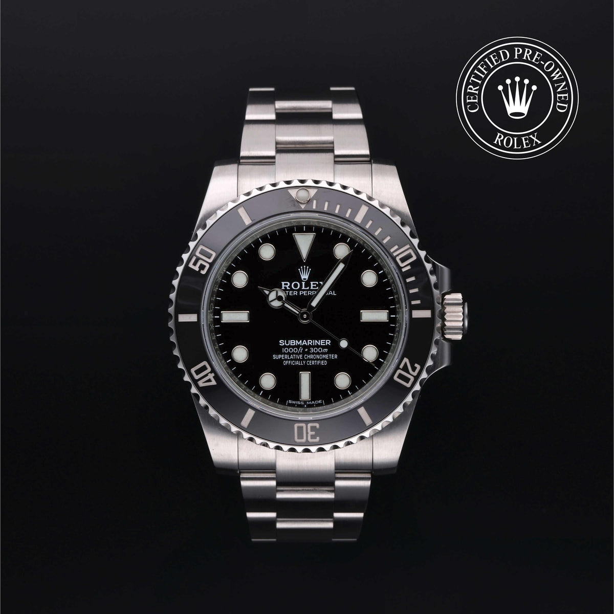 Rolex CPO SUBNONDATE SS BLKDL BLKBZ OYS BRAC